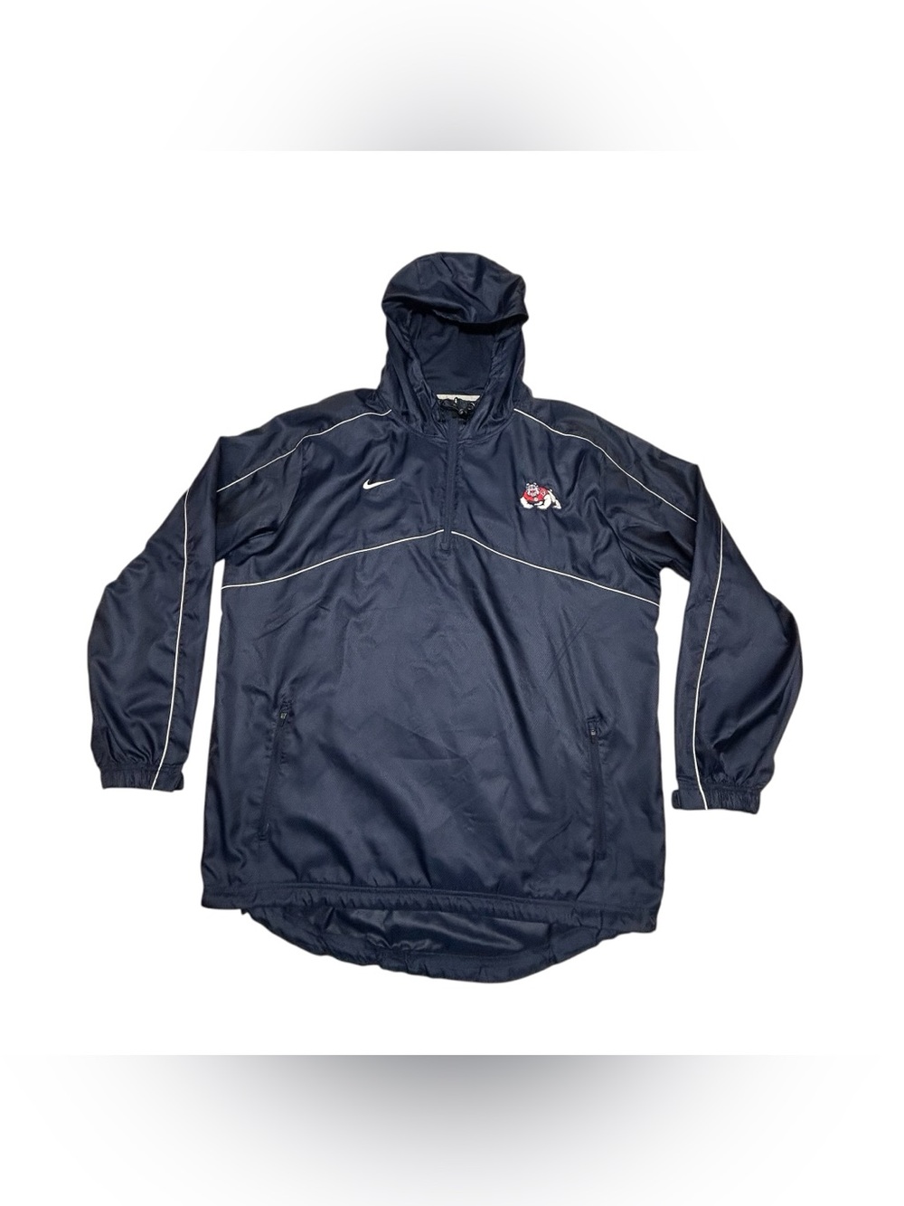Fresno State Bulldogs Nike Mens Size L Windbreaker Hooded Full Zip Lined Pockets